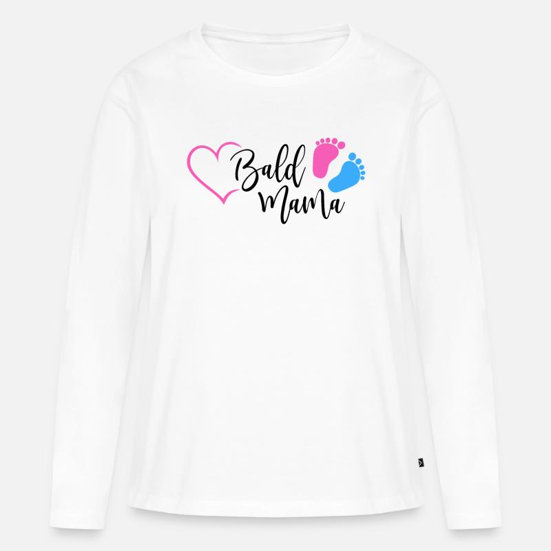 Bald Mama Baby Schwangerschaft Geburt Herz Mutter - Frauen Premium Bio Langarmshirt - Weiß