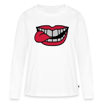 Étirez votre langue buccale - T-shirt manches longues Premium bio Femme - blanc - Devant - Julia (174cm)