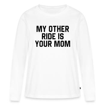 Mon autre trajet, c’est ta mère - T-shirt manches longues Premium bio Femme - blanc - Devant - Julia (174cm)