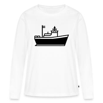 Boot - Frauen Premium Bio Langarmshirt - Weiß - Vorne - Julia (174cm)