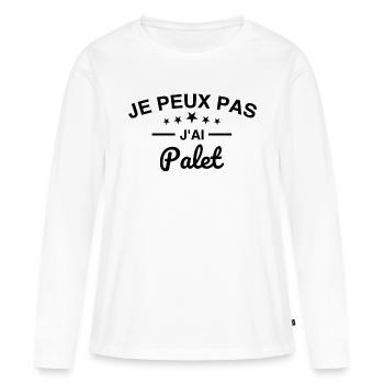 je peux pas j'ai palet - T-shirt manches longues Premium bio Femme - blanc - Devant - Julia (174cm)