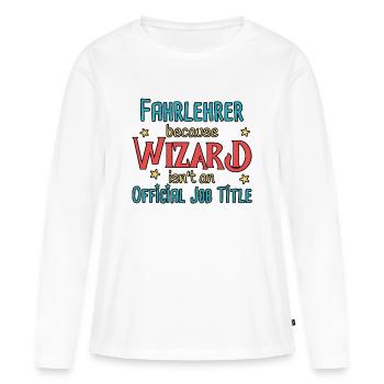 Instructeur de conduite Wizard Auto-école - T-shirt manches longues Premium bio Femme - blanc - Devant - Julia (174cm)