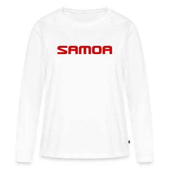 Samoa - Rugby - Mers du Sud - Polynésie - T-shirt manches longues Premium bio Femme - blanc - Devant - Julia (174cm)