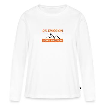 0% d’émission 100% d’émotion - T-shirt manches longues Premium bio Femme - blanc - Devant - Julia (174cm)