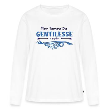 Mon temps de gentillesse a expiré - T-shirt manches longues Premium bio Femme - blanc - Devant - Julia (174cm)