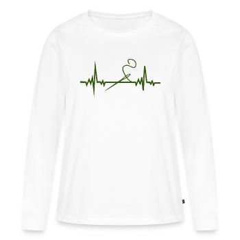 Sewing Machine with Heart Seamstress - Women's Premium Organic Long Sleeve Shirt - white - Front - Julia (174cm)