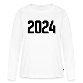 2024 Jahreszahl Datum Zahl Anno Kalenderjahr retro - Frauen Premium Bio Langarmshirt - Weiß - Vorne - Julia (174cm)