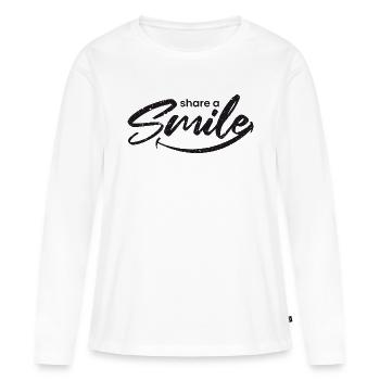 share a smile - Frauen Premium Bio Langarmshirt - Weiß - Vorne - Julia (174cm)