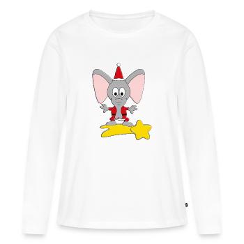 ELEFANT - STERNSCHNUPPE - WEIHNACHTEN - TIER - Frauen Premium Bio Langarmshirt - Weiß - Vorne - Julia (174cm)