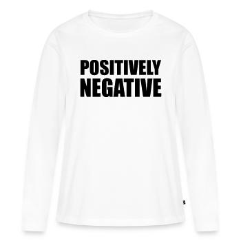 POSITIVEMENT NÉGATIF - T-shirt manches longues Premium bio Femme - blanc - Devant - Julia (174cm)