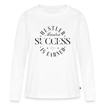 Hustler Mantra Motivation Streetwear - T-shirt manches longues Premium bio Femme - blanc - Devant - Julia (174cm)
