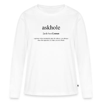 Askhole Definition Dictionary - Frauen Premium Bio Langarmshirt - Weiß - Vorne - Julia (174cm)