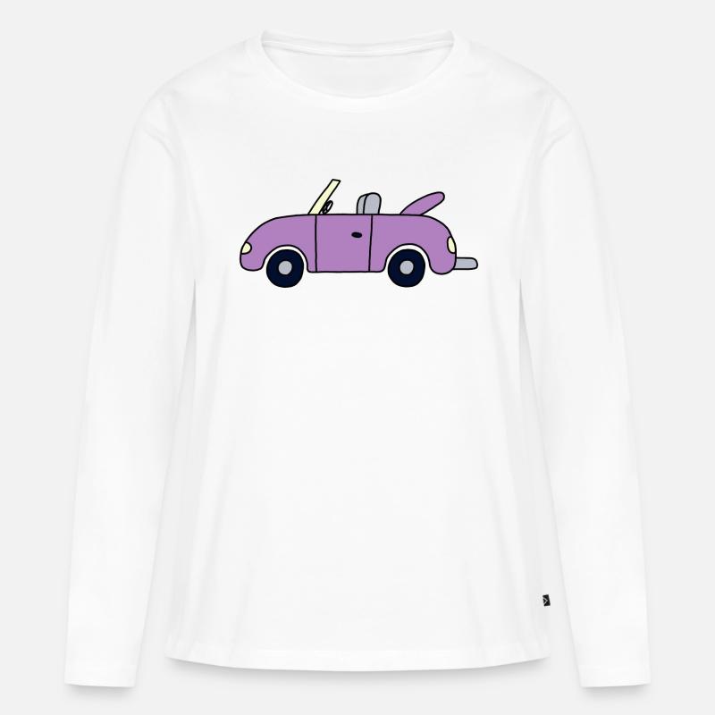 Lilafarbenes Cabrio - Frauen Premium Bio Langarmshirt - Weiß
