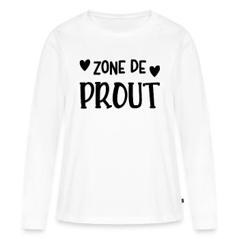 zone de prout - T-shirt manches longues Premium bio Femme - blanc - Devant - Julia (174cm)