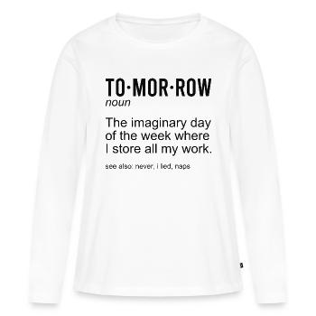 Nom de demain - T-shirt manches longues Premium bio Femme - blanc - Devant - Julia (174cm)