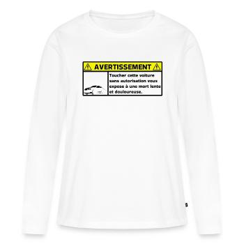 Warnung - Frauen Premium Bio Langarmshirt - Weiß - Vorne - Julia (174cm)