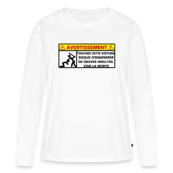 Warnung - Frauen Premium Bio Langarmshirt - Weiß - Vorne - Julia (174cm)
