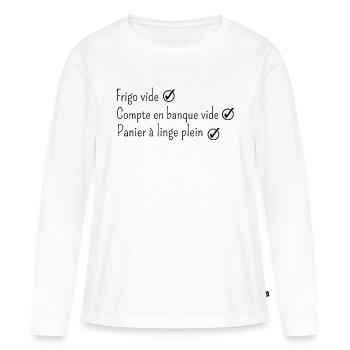 panier à linge plein humour - T-shirt manches longues Premium bio Femme - blanc - Devant - Julia (174cm)