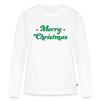 Joyeux Noël Astérisque Vert Rouge - T-shirt manches longues Premium bio Femme - blanc - Devant - Julia (174cm)