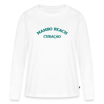 Mambo Beach - Curaçao - Caraïbes néerlandaises - Karibik - T-shirt manches longues Premium bio Femme - blanc - Devant - Julia (174cm)