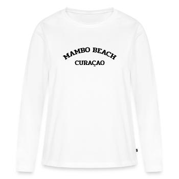 Mambo Beach - Curaçao - Caraïbes néerlandaises - Karibik - T-shirt manches longues Premium bio Femme - blanc - Devant - Julia (174cm)