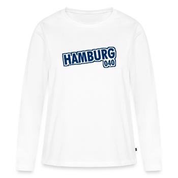 Hambourg - 040 - Ville hanséatique - Alster - Elbe - T-shirt manches longues Premium bio Femme - blanc - Devant - Julia (174cm)