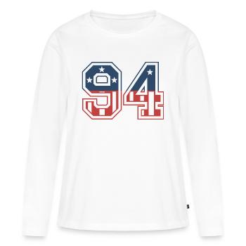 Numéro 94 États-Unis - T-shirt manches longues Premium bio Femme - blanc - Devant - Julia (174cm)