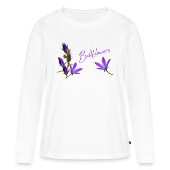 Fleurs violettes Bluebells - T-shirt manches longues Premium bio Femme - blanc - Devant - Julia (174cm)