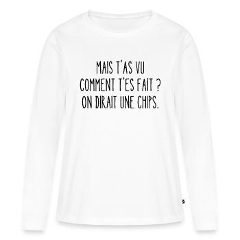 mais t'as vu comment t'es fait ? - T-shirt manches longues Premium bio Femme - blanc - Devant - Julia (174cm)