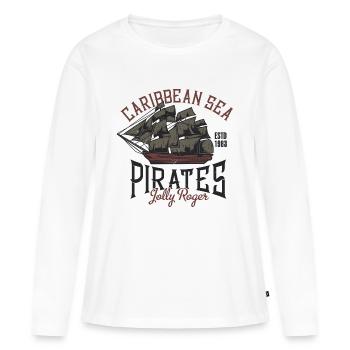 Caribbean pirate sailing ship Jolly Roger - Women's Premium Organic Long Sleeve Shirt - white - Front - Julia (174cm)