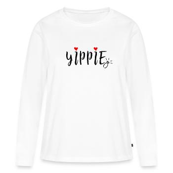 Yippie / Hen Party JGA - T-shirt manches longues Premium bio Femme - blanc - Devant - Julia (174cm)