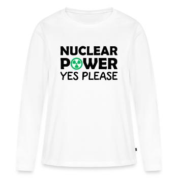 L’énergie nucléaire, oui s’il vous plaît, oui à l’énergie nucléaire - T-shirt manches longues Premium bio Femme - blanc - Devant - Julia (174cm)