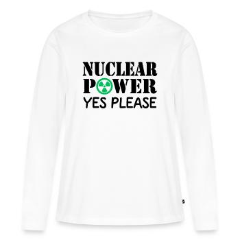 Atomkraft, Ja bitte, Ja zu Kernenergie - Frauen Premium Bio Langarmshirt - Weiß - Vorne - Julia (174cm)