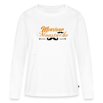 monsieur moustaches, Idée cadeau d'élégance. - T-shirt manches longues Premium bio Femme - blanc - Devant - Julia (174cm)