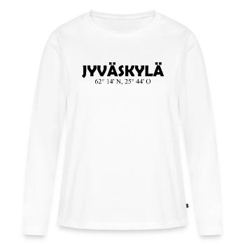 Jyväskylä - Finlande - Coordonnées - Longitude - T-shirt manches longues Premium bio Femme - blanc - Devant - Julia (174cm)