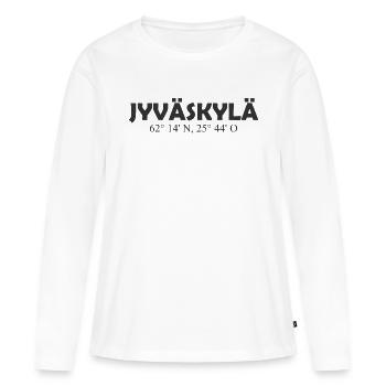 Jyväskylä - Finlande - Coordonnées - Longitude - La - T-shirt manches longues Premium bio Femme - blanc - Devant - Julia (174cm)