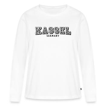 Kassel - T-shirt manches longues Premium bio Femme - blanc - Devant - Julia (174cm)