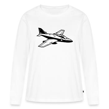 Avion de chasse - T-shirt manches longues Premium bio Femme - blanc - Devant - Julia (174cm)