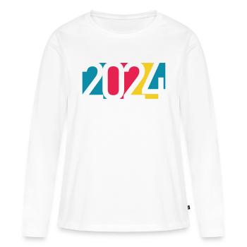 2024 happy new year Jahreszahl Datum Zahl Anno - Frauen Premium Bio Langarmshirt - Weiß - Vorne - Julia (174cm)