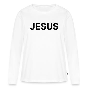 Jesus MACHT - Frauen Premium Bio Langarmshirt - Weiß - Vorne - Julia (174cm)