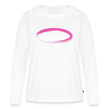 Cercle ovale - T-shirt manches longues Premium bio Femme - blanc - Devant - Julia (174cm)