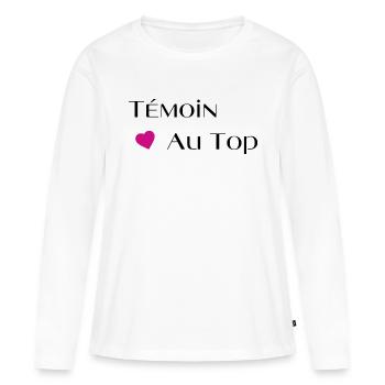 Témoin au top - T-shirt manches longues Premium bio Femme - blanc - Devant - Julia (174cm)