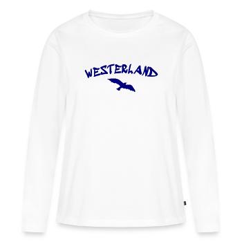 Westerland - Sylt - Mer du Nord - Ancre - Mouette - Île - T-shirt manches longues Premium bio Femme - blanc - Devant - Julia (174cm)