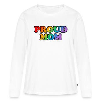 Proud Mom LGBTQ rainbow LGBT pride month - T-shirt manches longues Premium bio Femme - blanc - Devant - Julia (174cm)