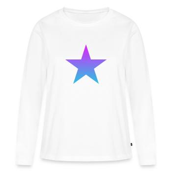Étoile masque violet bleu star mask - T-shirt manches longues Premium bio Femme - blanc - Devant - Julia (174cm)