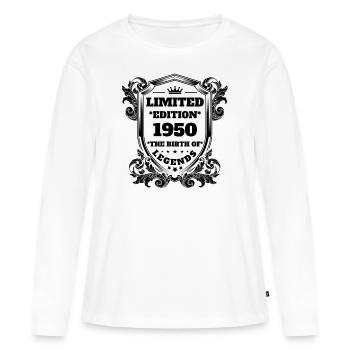 1950 - T-shirt manches longues Premium bio Femme - blanc - Devant - Julia (174cm)