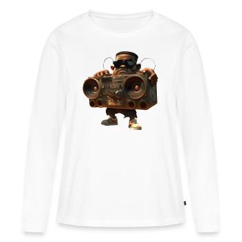 Hip-Hop avec Ghettoblaster - T-shirt manches longues Premium bio Femme - blanc - Devant - Julia (174cm)