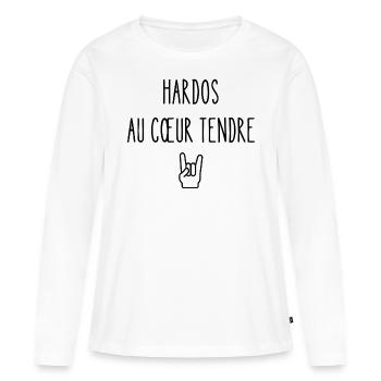 hardos au cœur tendre - T-shirt manches longues Premium bio Femme - blanc - Devant - Julia (174cm)