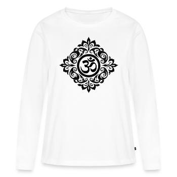 Résonance cosmique : le Om sacré - T-shirt manches longues Premium bio Femme - blanc - Devant - Julia (174cm)