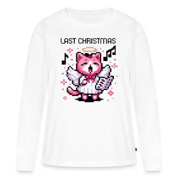 FUNNY LAST CHRISTMAS ANGEL CAT RETRO - Women's Premium Organic Long Sleeve Shirt - white - Front - Julia (174cm)